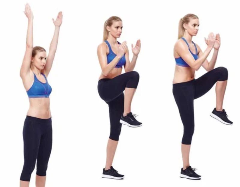 High Knees - Bài tập aerobic tăng cường cơ mông và bụng